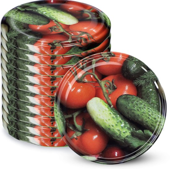 KADAX Schroefdeksel fi66 mm, reservedekselset van metaal, inmaakdeksel geschikt voor 200 ml en 315 ml potten, twist-off-deksel met 4 vergrendeltanden, deksel (10 stuks, groenten)