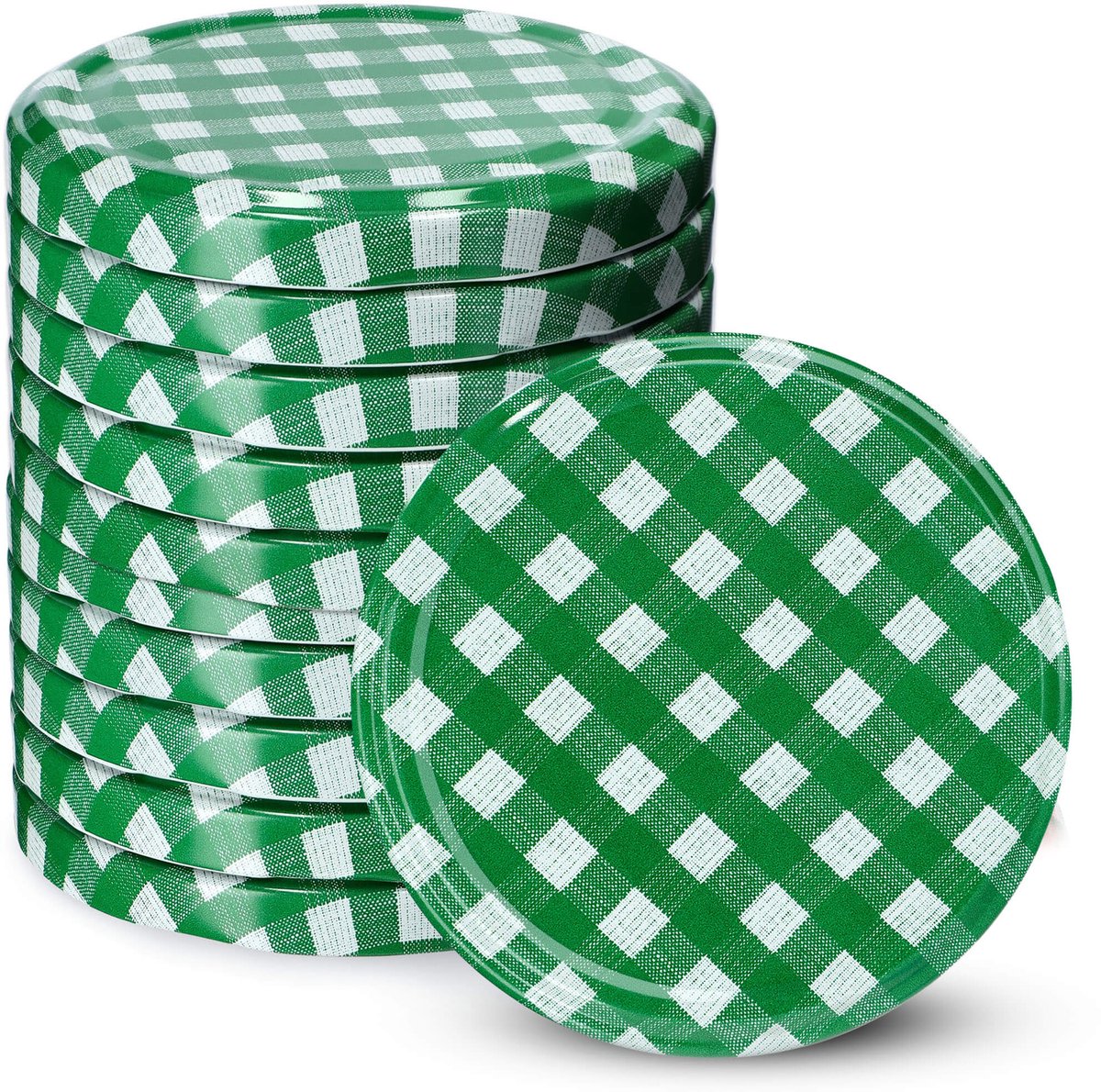 KADAX Schroefdeksel met diameter van 82 mm, metalen twist-off-deksel, reservedeksel voor inmaakpotten en weckpotten, deksel met 6 inkepingen (groenteveld, 50 stuks