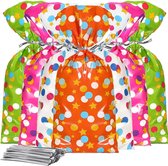 Feestio Uitdeelzakjes Gekleurd - 200 Stuks - Snoepzakjes - Traktatie Zakjes Kinderfeestje - Cellofaanzakjes Transparant - Cadeauzakjes - Snoepzak