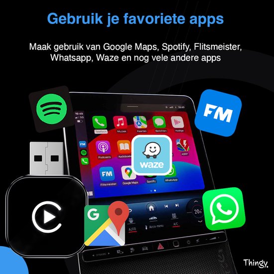 Thingy® Mini 2-in-1 Carplay Dongle - Draadloos CarPlay & Android Auto - Android Auto Dongle - Extra Klein Model - Snelle & Stabiele Connectie - Draadloos CarPlay