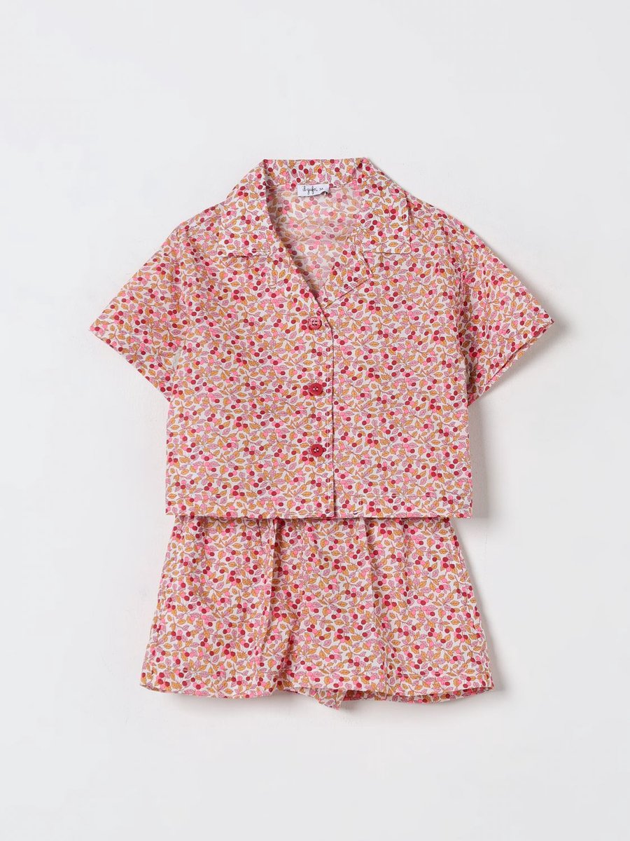 Girls Floral Pajama Set Kids - Apricot Ropes Cords