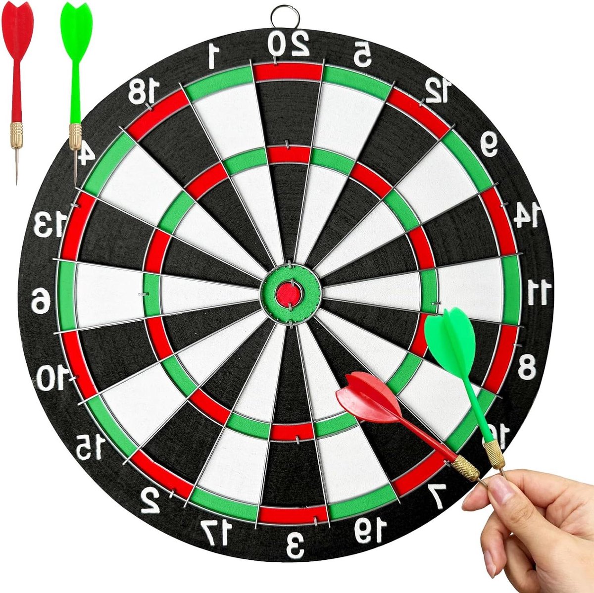 Zeynomax - Dartbord van kurk met 4 dartpijlen en muurbeugel, professionele cijferring, dartgereedschap - 305 cm.