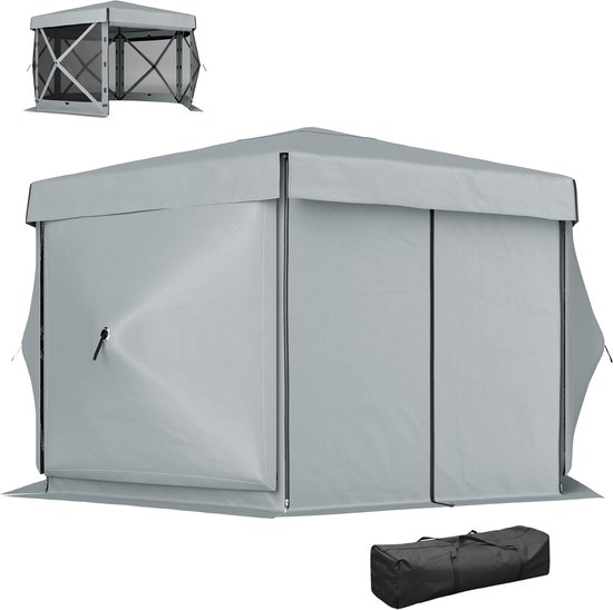 Outsunny Pavillon 3x3m – Faltbar, Wasserabweisend, Mit 4 Seitenwänden & UV-Schutz Für Garten & Camping