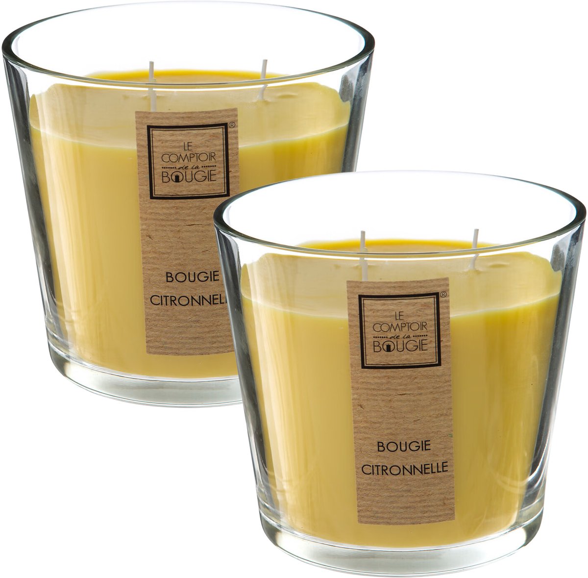 Atmosphera geurkaars - 3x - 500g - citrus/citronella geur - 40 branduren - zomer geur Donkergeel