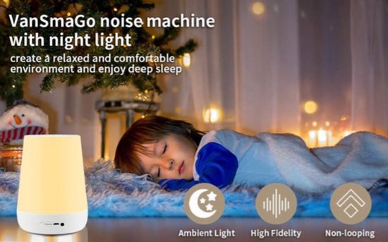 White Noise Machine - Brown Noise - Wekker - Led verlichting Nachtlicht - Met Applicatie -Witte ruis apparaat - Slaap routine - Baby slaapmachine - Ontspanning en Relaxing — afbeelding 2