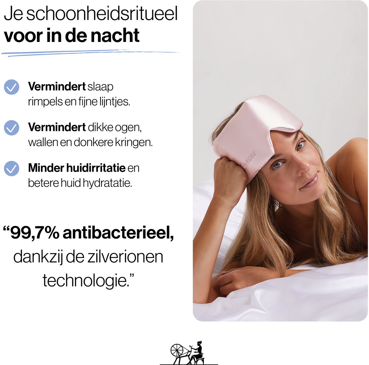 Dore & Rose - Slaapmasker - Oogmasker - Zijden Slaapmasker Voor Mannen en Vrouwen - Deep Sleep Mask - Eye Mask - Verduisterend - Wallen - Lichtroze - Nº 02 Morden Ruby — afbeelding 6