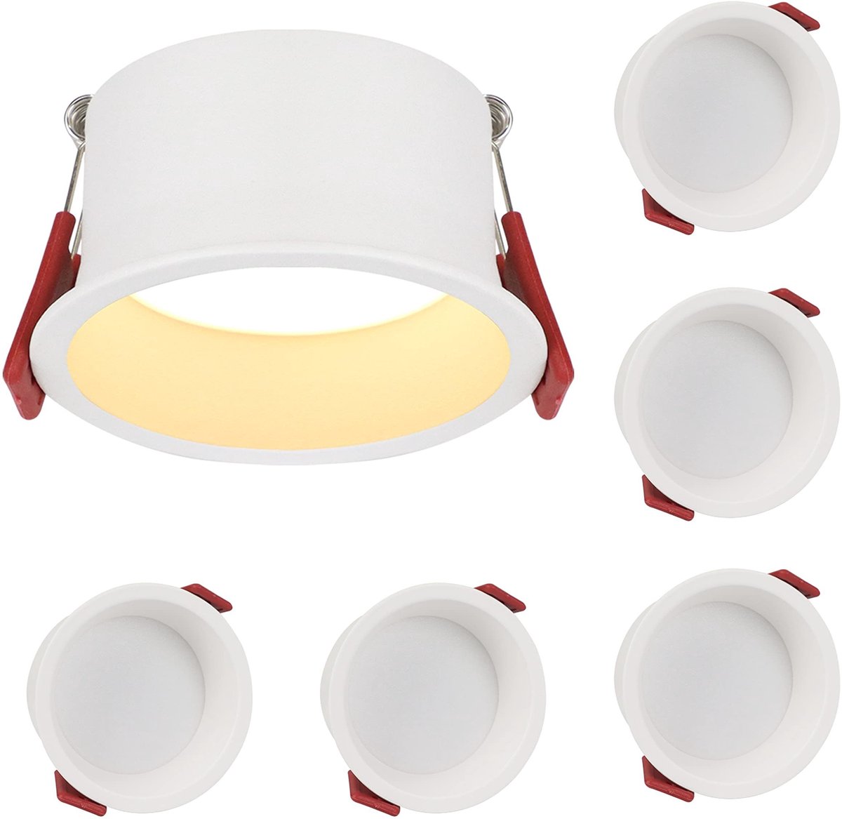 NETTLIFE Inbouwspots LED - wit - 3000K Warm wit Licht - 5W - IP44 Badkamerlamp - Moderne Plafondspots - voor Woonkamer | Keuken | Hal | Kantoor | Eetkamer - 5 Stuks