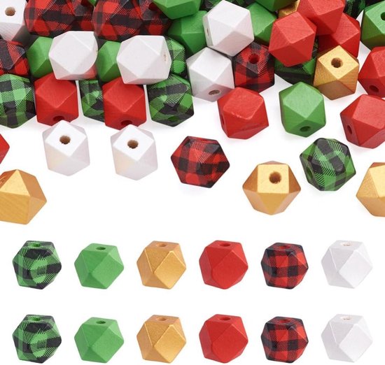 140 Stuks Kerstkralen, Houten Kralen Sneeuwpop Ornament Maken Kits, Kerst Houten Kralen met Hennep Touw en Lint, Houten Ambachtelijke Kralen voor Xmas DIY Party Decor