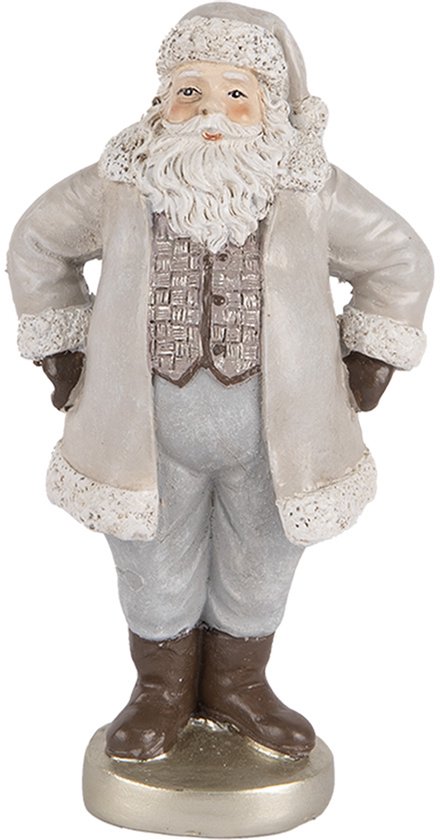 Clayre & Eef Décoration de Noël Image Père Noël 8x6x15 cm Gris Plastique