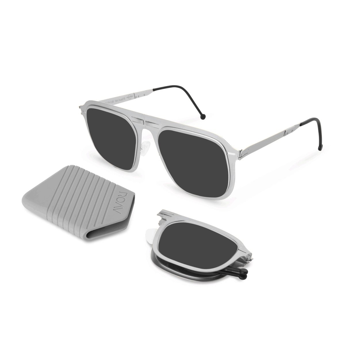 ROAV VIRGIL - Opvouwbare zonnebril – Polariserend UV400 - Matte Black - Grey Gradient glazen