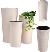 KADAX Bloempot met houtspaanders, elegante bloempot met inzet, pot, tuinkom, bloembak, bloempotbescherming voor woonkamer, kantoor, ⌀ 19 cm, groen