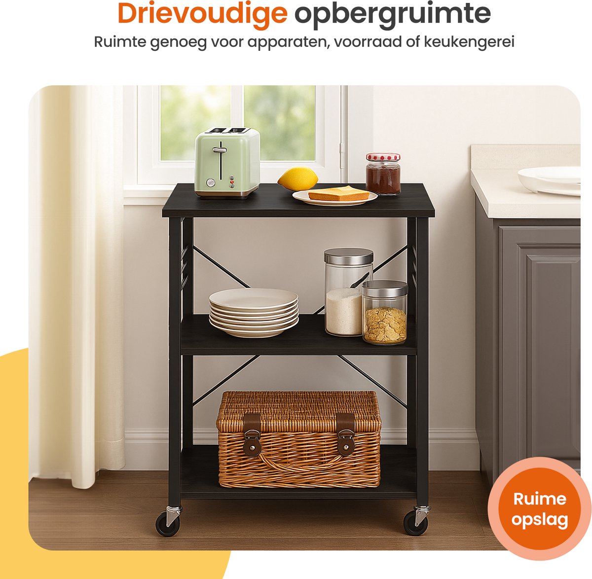 Goliving Keukentrolley 60 x 40 x 89 cm met haken thumbnail 5
