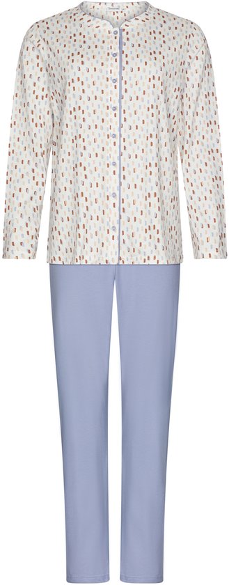 Pastunette - Tender - Pyjama - Katoen - Doorknoop - Wit/Blauw - Maat 46