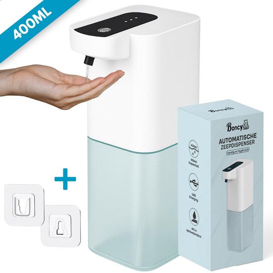 Boncy® Zeepdispenser met Sensor 400ml - Wandmontage of Vrijstaand - Automatisch Zeeppompje - Geschikt voor Shampoo Soap Zeep Dispenser - Keuken Badkamer en Douche - Zeepdispensers Pompje
