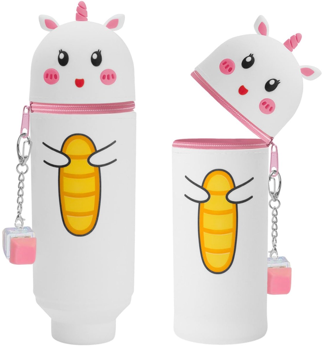 Kawaii Etui - Zacht Siliconen Fidget Speelgoed 2-in-1 - Kinderen - Roze Eenhoorn