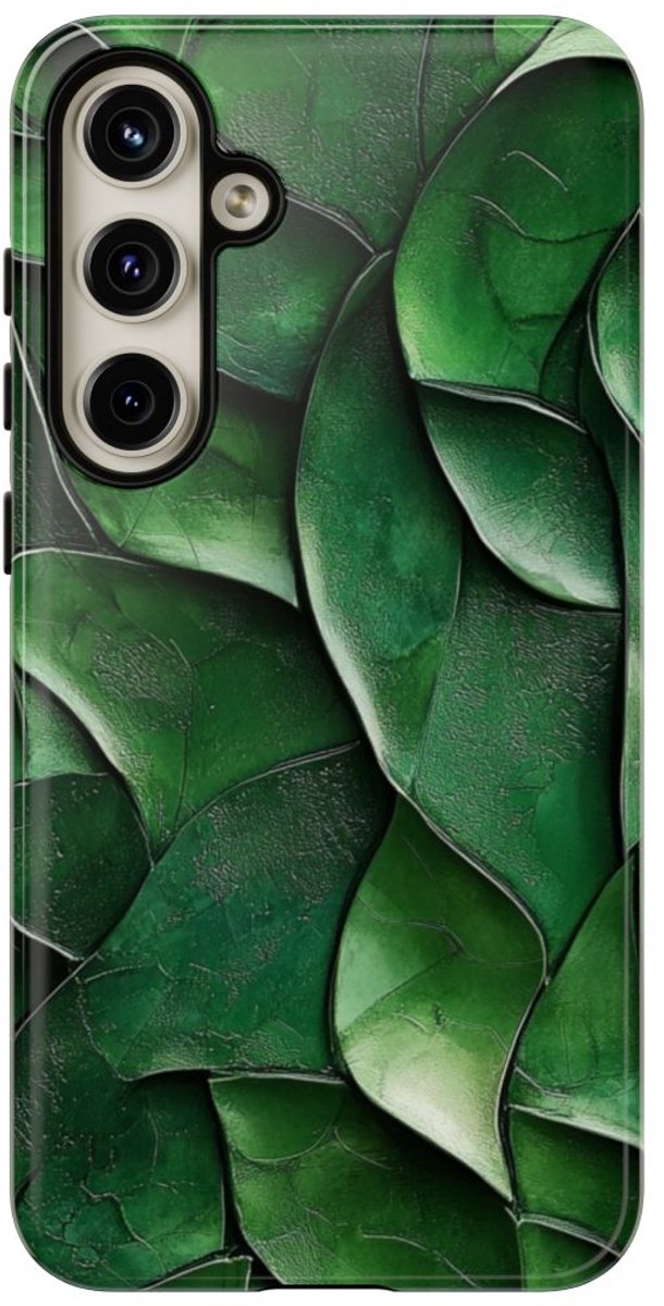 Groen Gesculptuurd Bladmotief – Telefoonhoesje Geschikt voor Samsung Galaxy S24 Plus