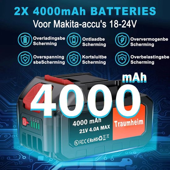 Draadloze grastrimmer met accu, elektrische bosmaaier, draadloos, met en 3 soorten messen, bosmaaier op batterijen met afneembare rails voor het maaien van tuinen, gazon en aarde, Agrico