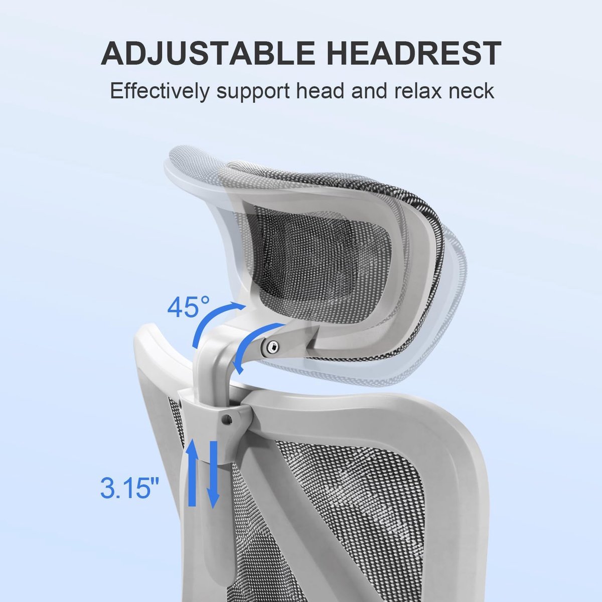 SIHOO M57 Ergonomische Bureaustoel met 3D-Armleuningen&Verstelbare Lendensteun-Premium Mesh Design voor Kantoor/Thuiswerken - 150kg Draagvermogen - 8cm Hoogteverstelling-3 Standen Kantelmechanisme (110°/116°/126°)-SGS/BIFMA Gecertificeerd——Lichtgrijs – foto 6