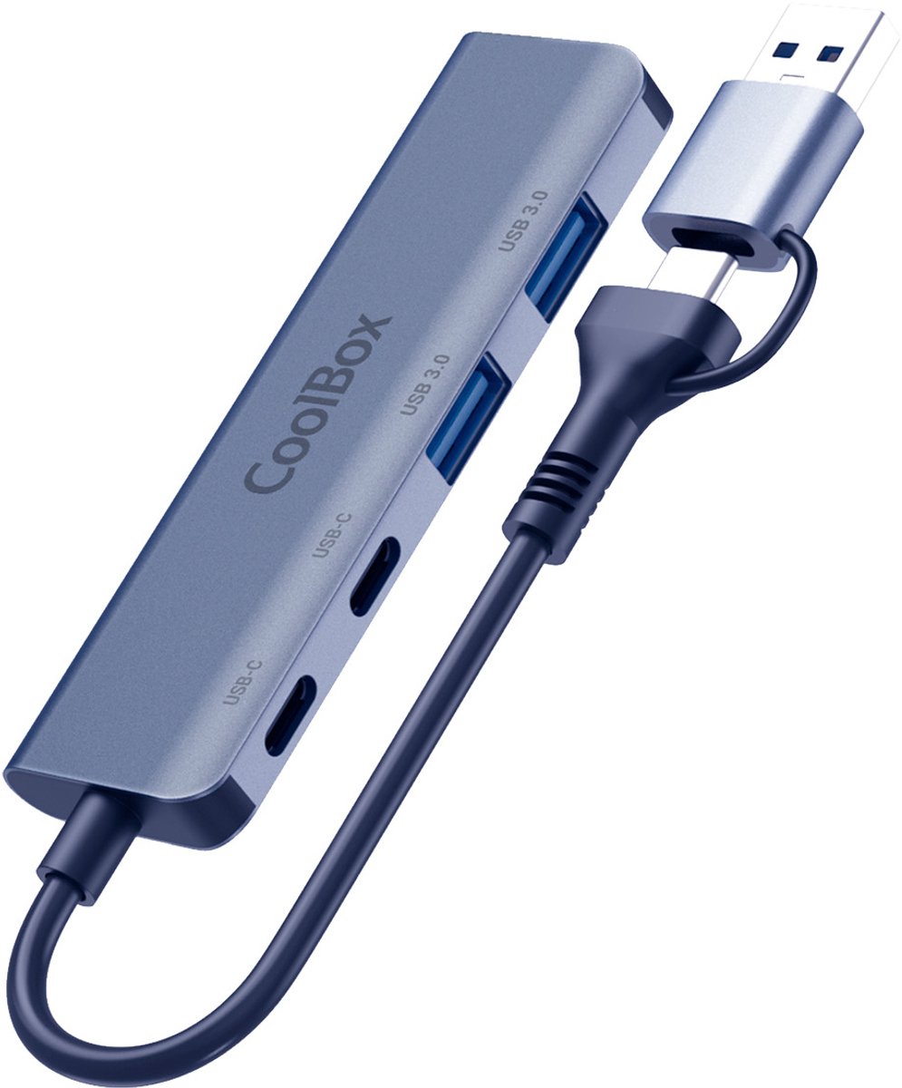 CoolBox HUB4 lite USB 3.2 Gen 1 (3.1 Gen 1) Type-A + Type-C 5000 Mbit/s Grijs