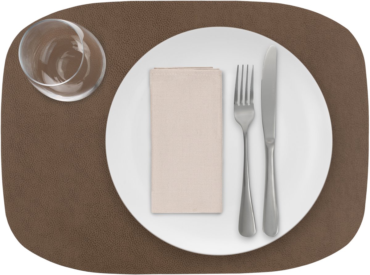 1x Skinnatur Placemat leder – Tobacco – bruin – 45x33cm - gerecycleerd leer – tafeldecoratie - onderlegger