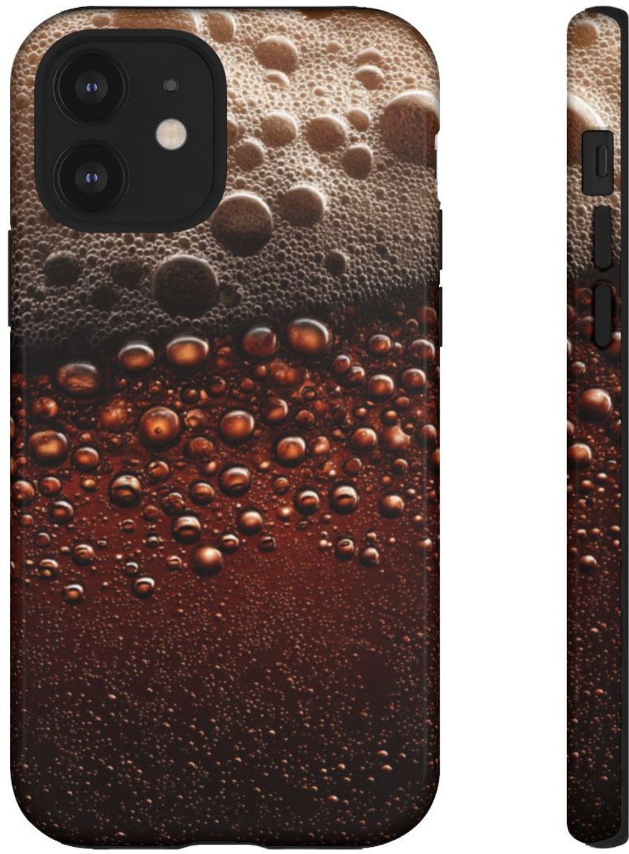 Close-Up Donkerbruine Bier Schuimtextuur – Telefoonhoesje Geschikt voor iPhone 12