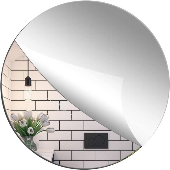 Miroir mural autocollant rond - Miroir autocollant 30 cm pour grande salle de bain - Miroir rond autocollant pour décorations de mariage et de fête