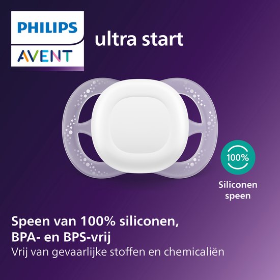 Philips Avent Ultra Start - BPA-vrije siliconen fopspeen (0-6 mnd) - Symmetrisch ontwerp - 2 stuks - SCF075/13 — afbeelding 3