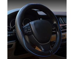 Stuurhoes voor auto, antislip, veilig, zacht, ademend, robuust, dik, volledig omsluitend, sportief (zwart en blauw)