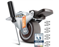 PEARWAY™ Premium 32mm meubelwielen met rem (4 stuks tot 60 kg) incl. montagetoebehoren I Robuuste wielen met rem I Wielen voor meubels I Kleine meubelwielen I Meubelwielen I Kleine meubelwielen I Zwenkwielen