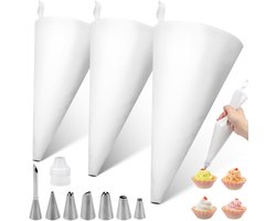 Teokantz spuitzak met spuitmondjes set, 30CM/35CM/40CM spuitzak herbruikbare katoenen spuitzak spuitzak slagroomspuitzak groot voor decoraties op taarten, taarten, koekjes