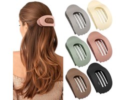 Haarklem - Haarclip - Haarclips voor Dames - 6 Kleuren - Antislip - Grote Platte Haarclips - Effen Kleuren - Flat-klauw Clip - Frans Mat - voor Dagelijks Gebruik, sport, autorijden