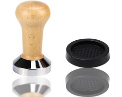 Koffietamper - Koffiestamper van roestvrij staal - Espresso tamper met siliconen pad - 51 mm voor cafés en koffieliefhebbers