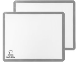 2x Backefix siliconen bakmatten 40x30 cm | Set van 2 herbruikbare siliconen bakmatten, vrij van schadelijke stoffen | Gemakkelijk, milieuvriendelijk en gezond bakken met een permanente bakmat | Vaatwasserbestendig, op maat te knippen