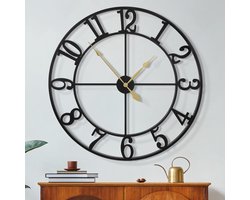 Maxstar Grote Wandklok, Stille, 80cm, Kwarts, Arabisch cijfer, Batterijgevoede Wandklok, Gemakkelijk af te lezen voor Thuis, Keuken, Slaapkamer, Vintage Stijl Woonkamerdecoratie