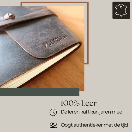 Notitieboek van leer met hart 17,5cm x 13cm - Heksen webshop
