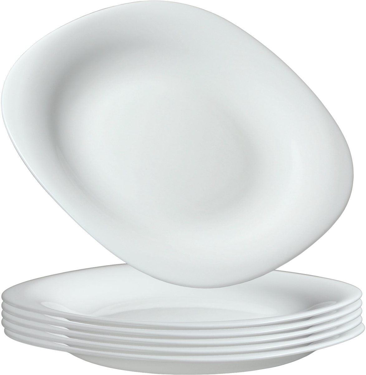 KADAX Witte dessertborden, vaatwasmachinebestendige bordenset, taartborden van versterkt glas, moderne ontbijtborden, dinerborden voor cake (wit / 6 stuks)