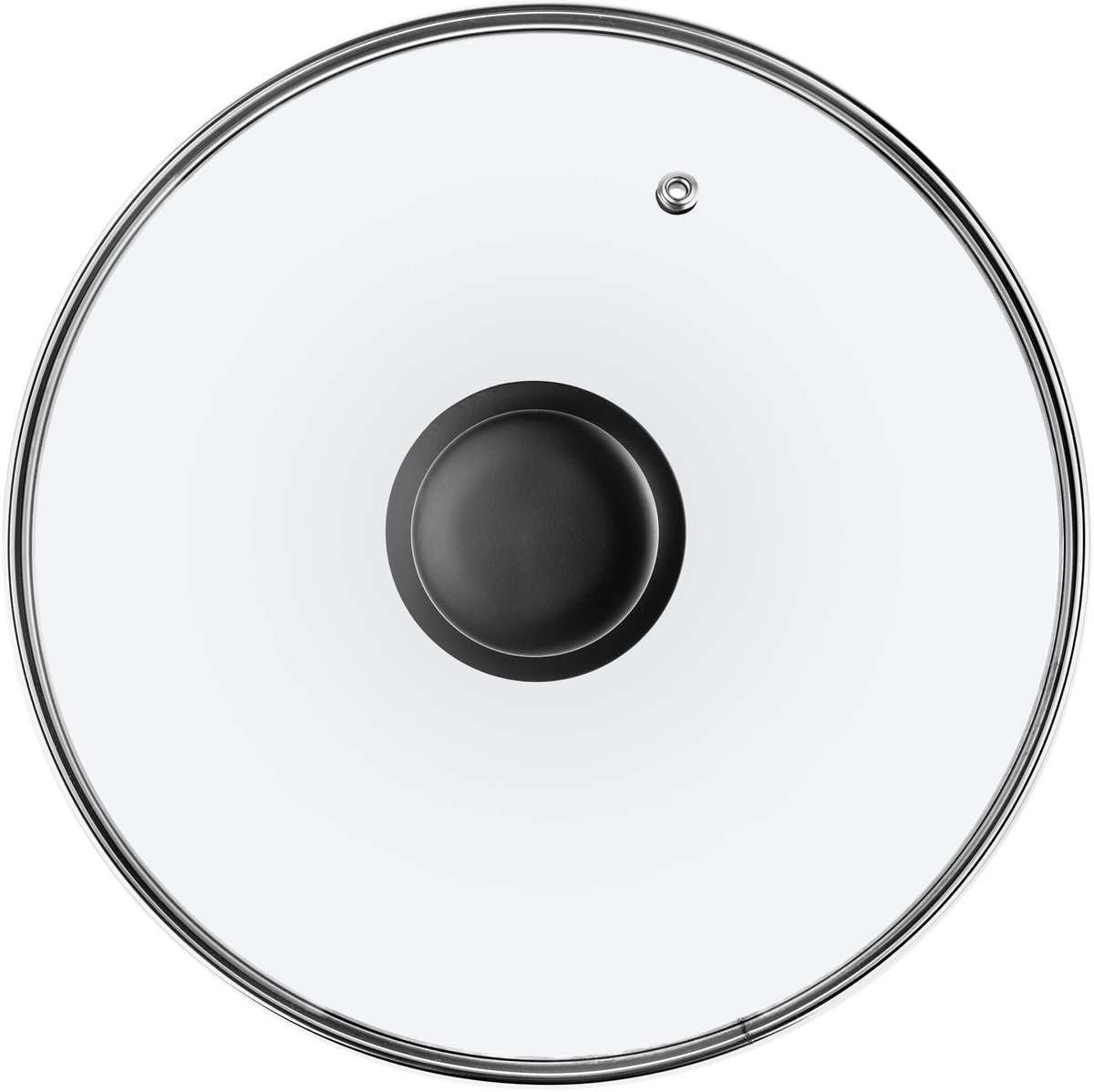KADAX Glazen Deksel Met Siliconen Handvat, Hittebestendig Voor Pan, Diameter 14-30 cm, Met Stoomgat, Universeel in Verschillende Maten, Licht, Rond, 20 cm, Zwart