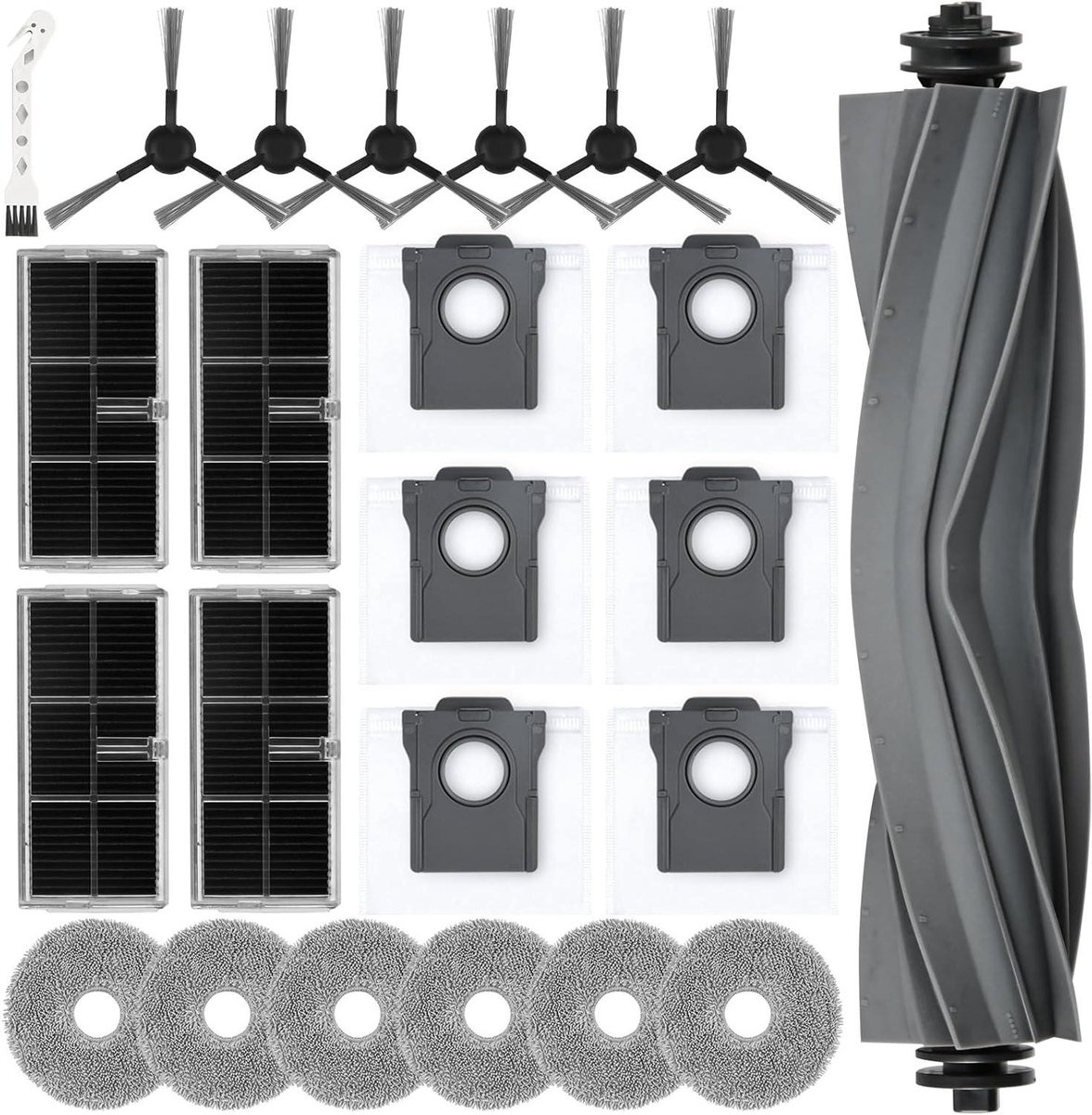 JGS Premium - Accessoires voor robotstofzuiger: hoofdborstel, stofzakken, dweilpads, filters, zijborstels - 24 stuks