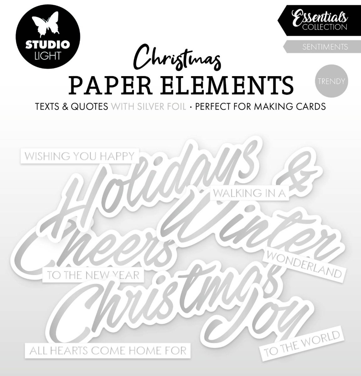 Paper elements Silver sentiments trendy - Essentials nr. 40