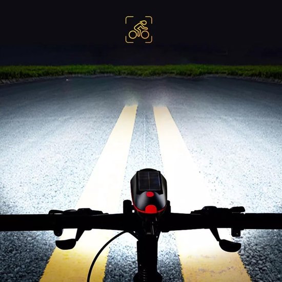 Solar Fietslamp Met Hoorn - 120dB Alarm & 80m Bereik - 3 Lichtstanden + 5 Geluidsmodi - USB/Zonne-Oplaadbaar - IPX4 Waterdicht - Voor MTB/E-Bike — afbeelding 5