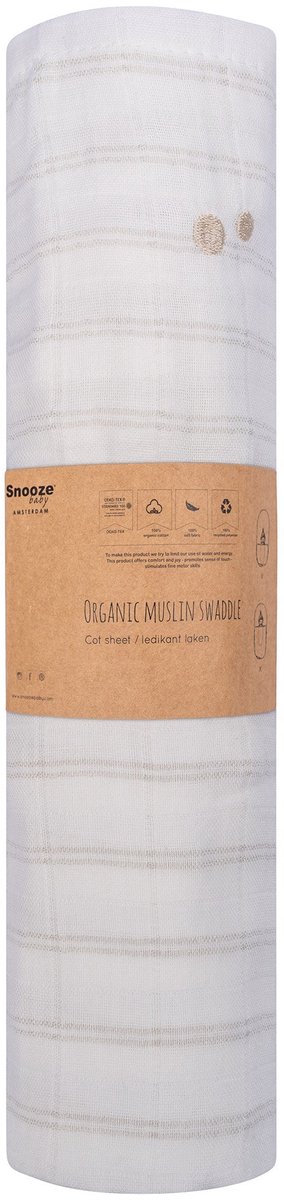 Goedkoopste Hydrofiele Doek 120 x 120cm - Baby Wikkeldoek - Slaapdoek Stone Beige - Beige - Snoozebaby