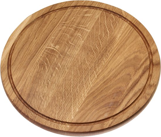 Ronde eiken snijplank met sapgeul
