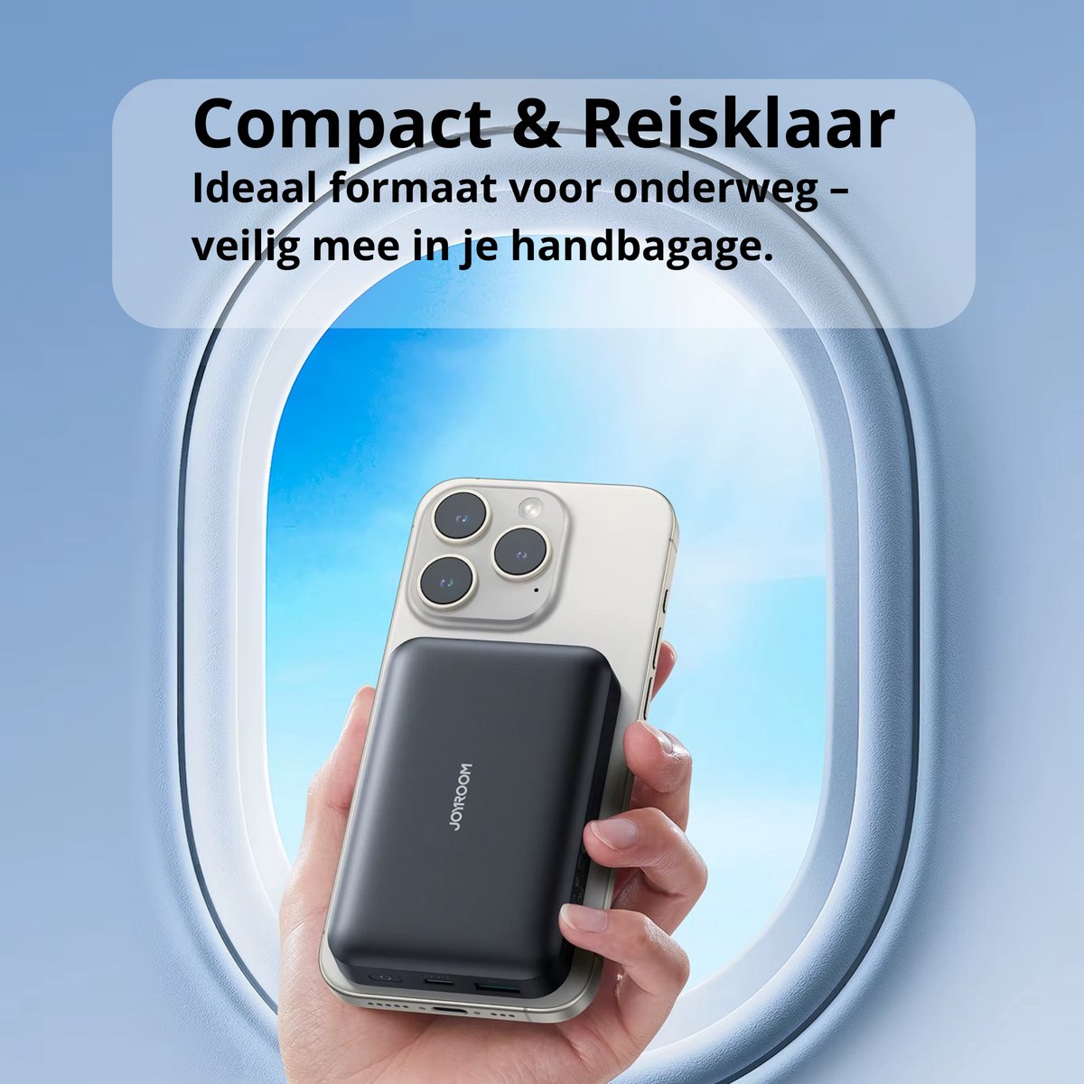 JOYROOM 10000mAh MagSafe Powerbank Draadloos Snelladen Zwart - afbeelding 3