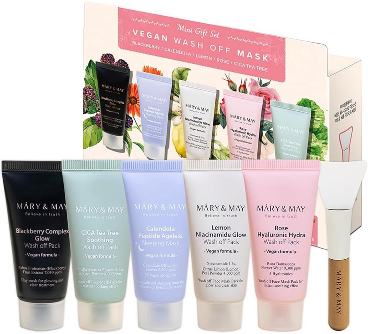 Mary & May - Vegan Wash Off Mask Gift Set - Korean Skincare - 6 Delig