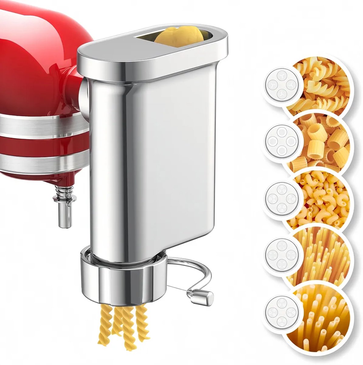 Metalen gastronomische pasta -persbevestiging voor KitchenAid Stand Blend - Duurzame maker -bevestiging met 5 verwisselbare platen voor verse zelfgemaakte pasta