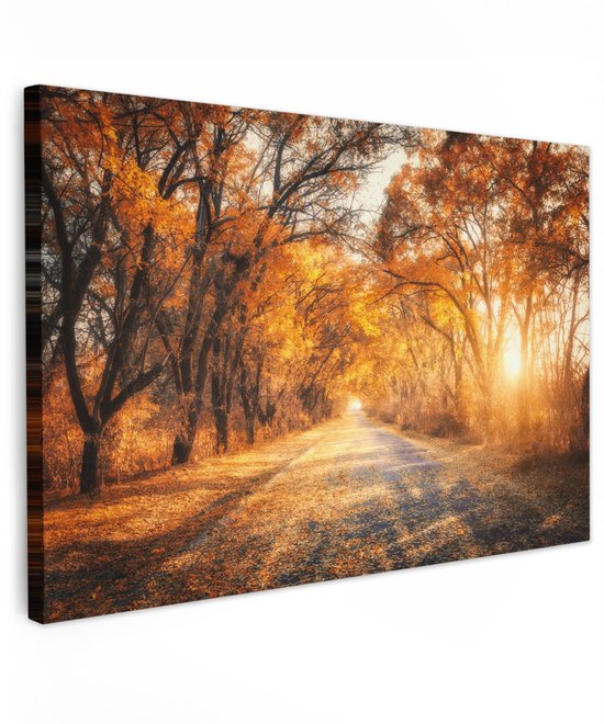 Herfst kunst aan de muur, gouden herfst landschapskunstwerk