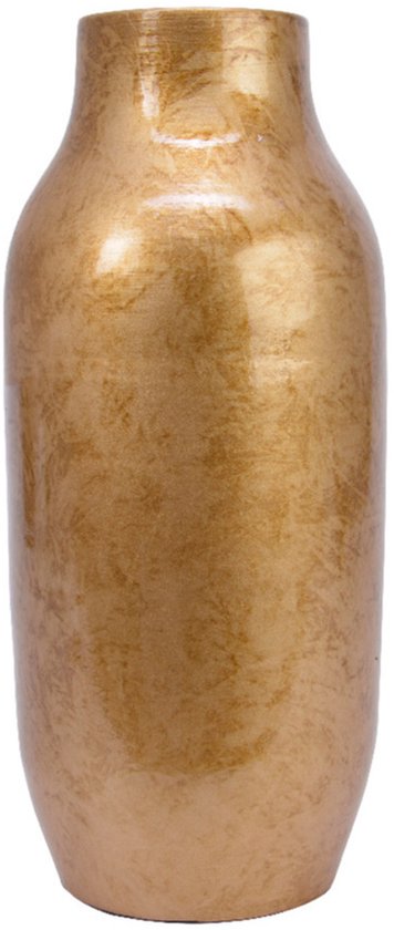 Decoris Design Bloemenvaas Terracotta - antiek goud - D22 x H50 cm - unieke glazuurlook