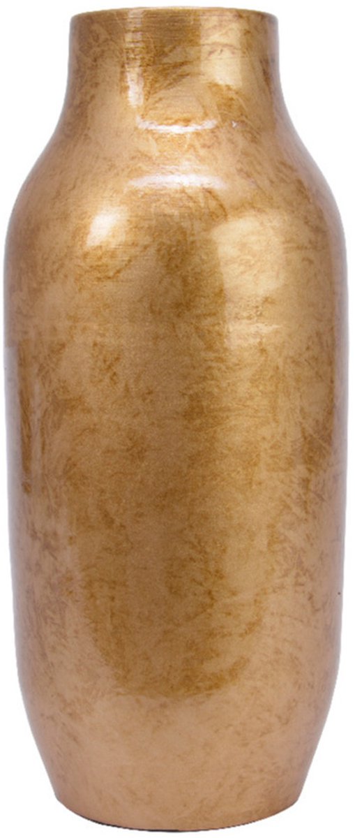 Decoris Design Bloemenvaas Terracotta - antiek goud - D22 x H50 cm - unieke glazuurlook