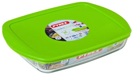 Pyrex Cook & Store Dish Rectangle - Y compris le Couvercle - Verre Borosilicate - 1.6 litre - Transparent