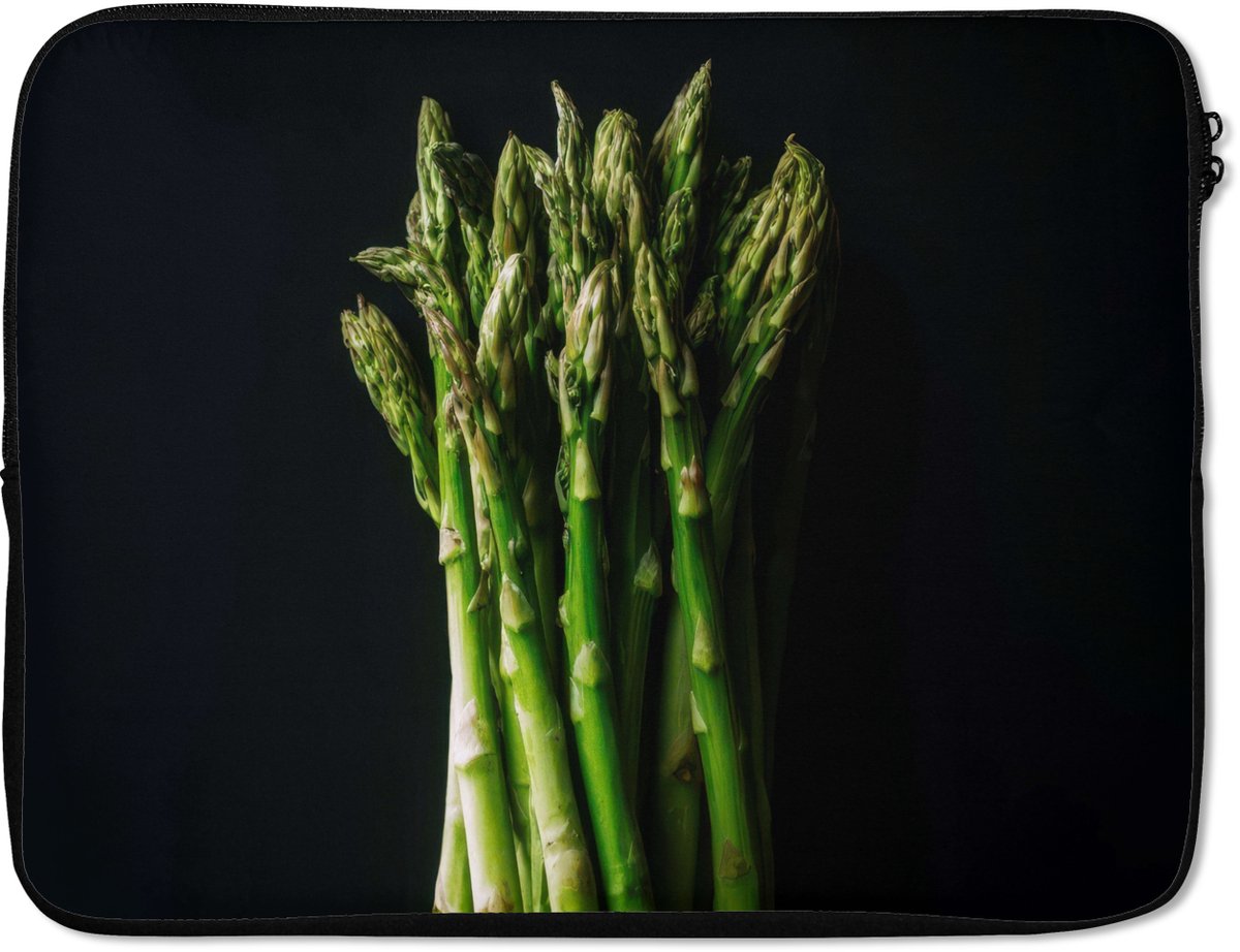 Laptophoes 17 inch - Asperges - Felgroen - Laptop sleeve - Binnenmaat 41x28 cm - Zwarte achterkant